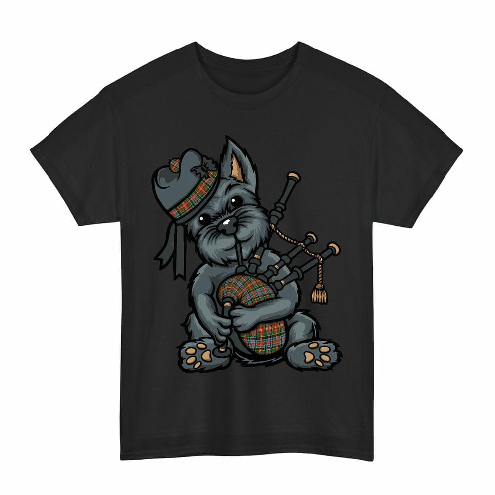 ScotsTee Shop Scottish Caledonia Ancient Clan Funny Tartan Day Scottish Terrier Bagpipe T-Shirt