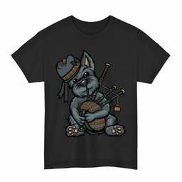 ScotsTee Shop Scottish Caledonia Ancient Clan Funny Tartan Day Scottish Terrier Bagpipe T-Shirt