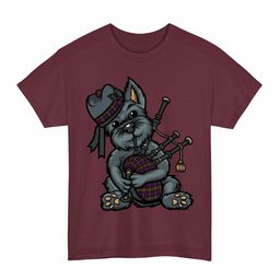 ScotsTee Shop Scottish MacDonnell of Glengarry Modern Clan Funny Tartan Day Scottish Terrier Bagpipe T-Shirt