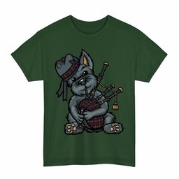ScotsTee Shop Scottish MacDonnell of Glengarry Modern Clan Funny Tartan Day Scottish Terrier Bagpipe T-Shirt