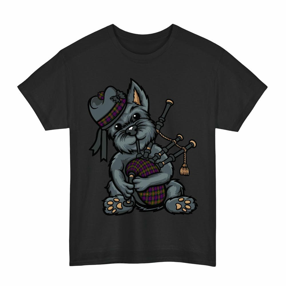 ScotsTee Shop Scottish MacDonnell of Glengarry Modern Clan Funny Tartan Day Scottish Terrier Bagpipe T-Shirt