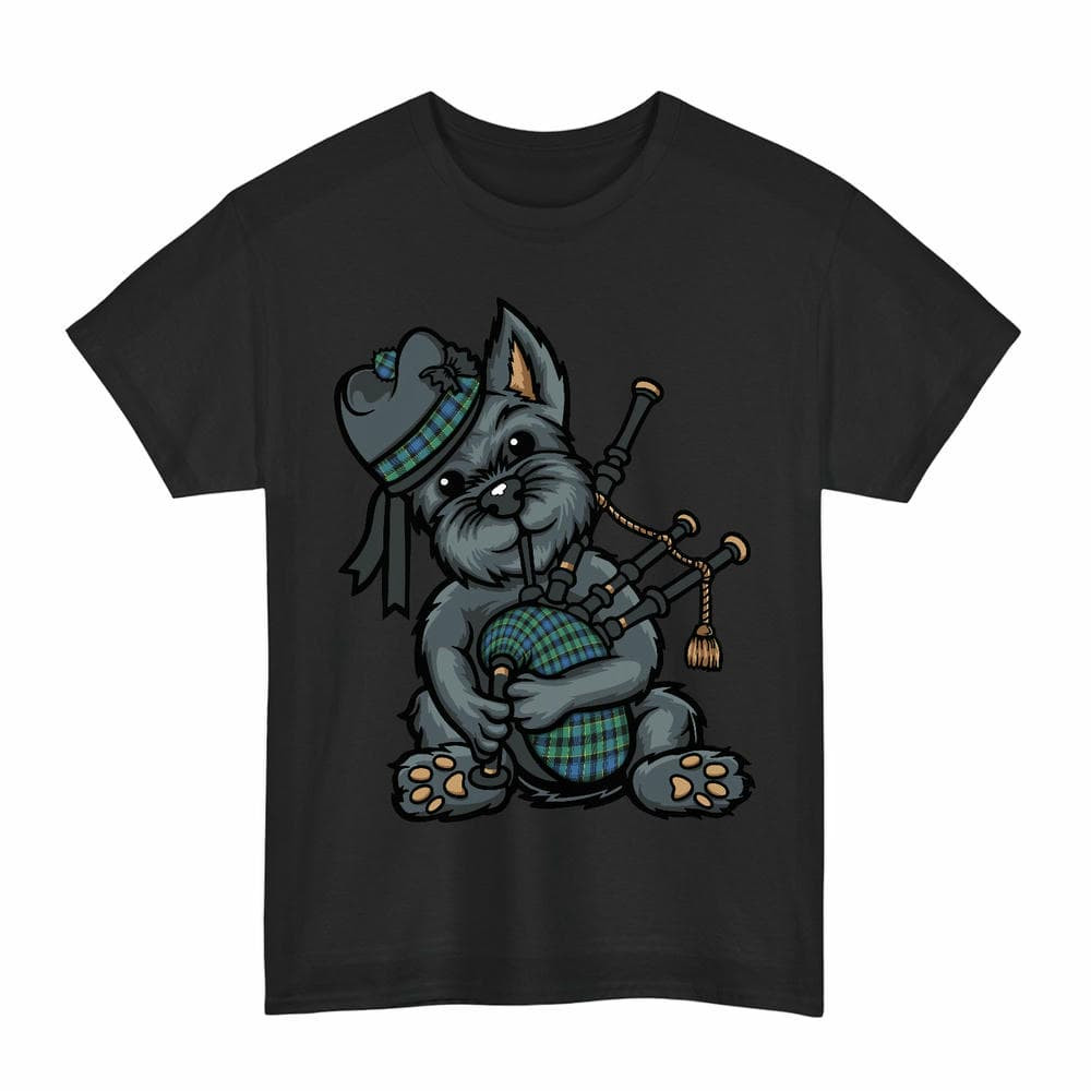 ScotsTee Shop Scottish Mouat Clan Funny Tartan Day Scottish Terrier Bagpipe T-Shirt