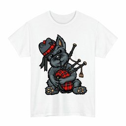 ScotsTee Shop Scottish Marjoribanks Clan Funny Tartan Day Scottish Terrier Bagpipe T-Shirt