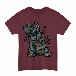 ScotsTee Shop Scottish Prince of Wales Clan Funny Tartan Day Scottish Terrier Bagpipe T-Shirt