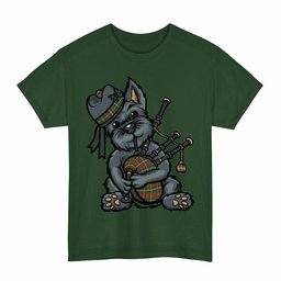 ScotsTee Shop Scottish Prince of Wales Clan Funny Tartan Day Scottish Terrier Bagpipe T-Shirt