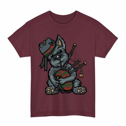 ScotsTee Shop Scottish McCulloch Clan Funny Tartan Day Scottish Terrier Bagpipe T-Shirt