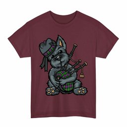 ScotsTee Shop Scottish Selkirk Clan Funny Tartan Day Scottish Terrier Bagpipe T-Shirt