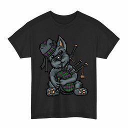 ScotsTee Shop Scottish Selkirk Clan Funny Tartan Day Scottish Terrier Bagpipe T-Shirt
