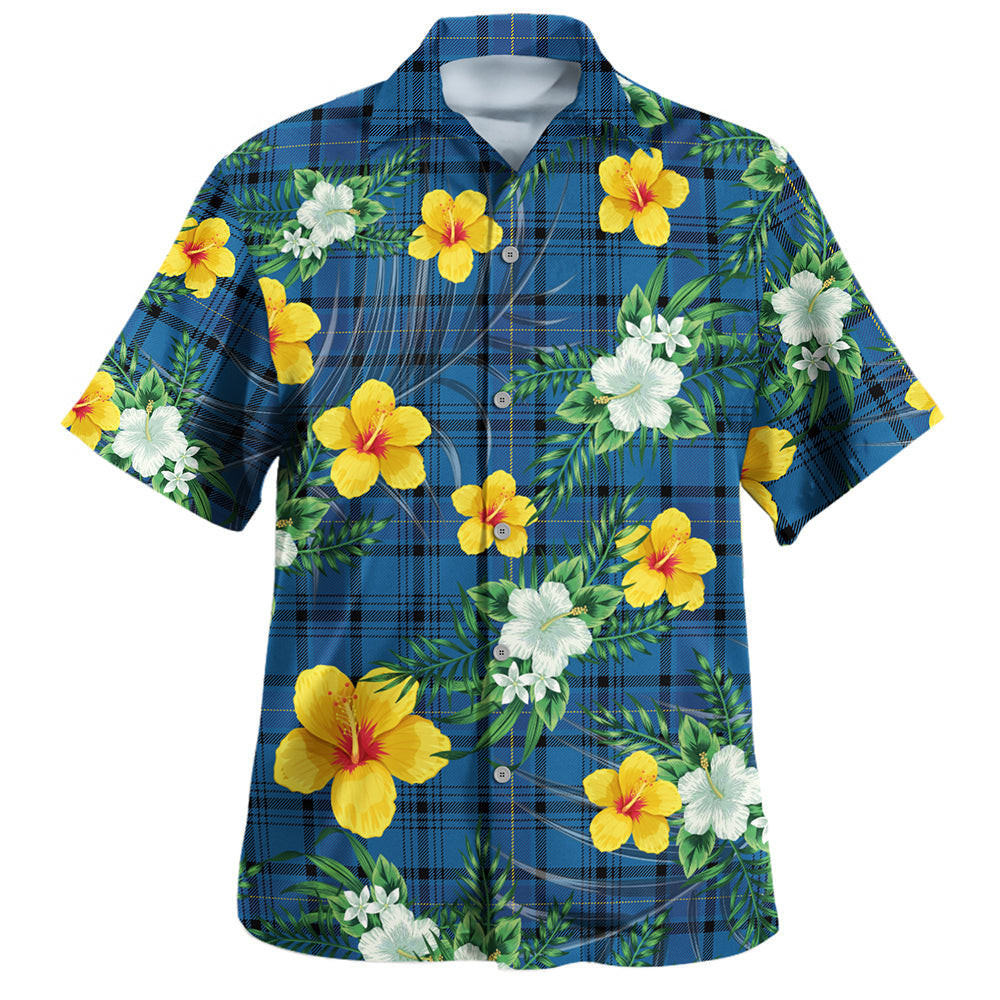 Haney Blue Modern Clan Badge Tartan Hawaiian Shirt Summer Vibes Style