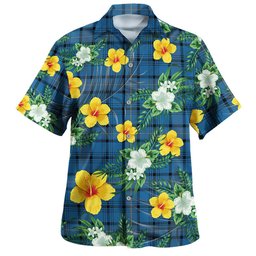 Haney Blue Ancient Clan Badge Tartan Hawaiian Shirt Summer Vibes Style