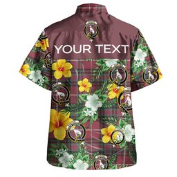 Hunter of Bute (Hunter Maroon) Weathered Clan Badge Tartan Hawaiian Shirt Summer Vibes Style