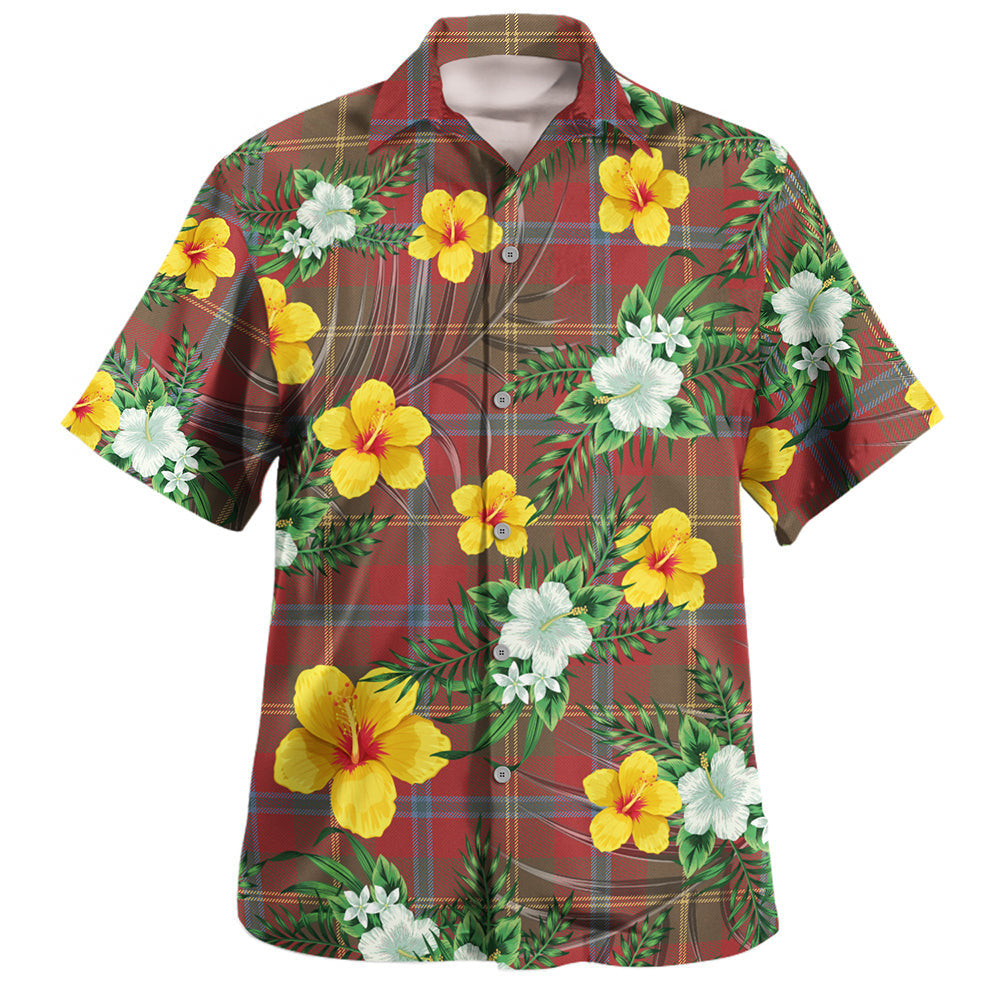 Hutcheson Weathered Clan Badge Tartan Hawaiian Shirt Summer Vibes Style