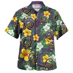 Hutton Weathered Clan Badge Tartan Hawaiian Shirt Summer Vibes Style