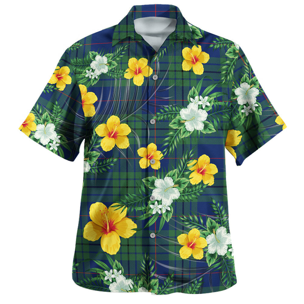 Hutton Modern Clan Badge Tartan Hawaiian Shirt Summer Vibes Style