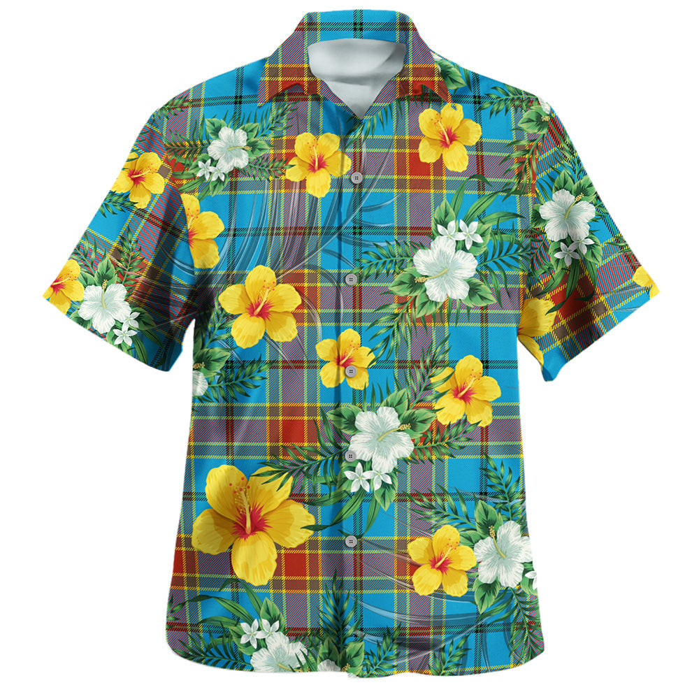 Traill (Trayle) Weathered Clan Badge Tartan Hawaiian Shirt Summer Vibes Style