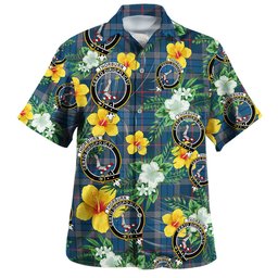 Thorburn (Thurburn) Modern Clan Badge Tartan Hawaiian Shirt Summer Vibes Style