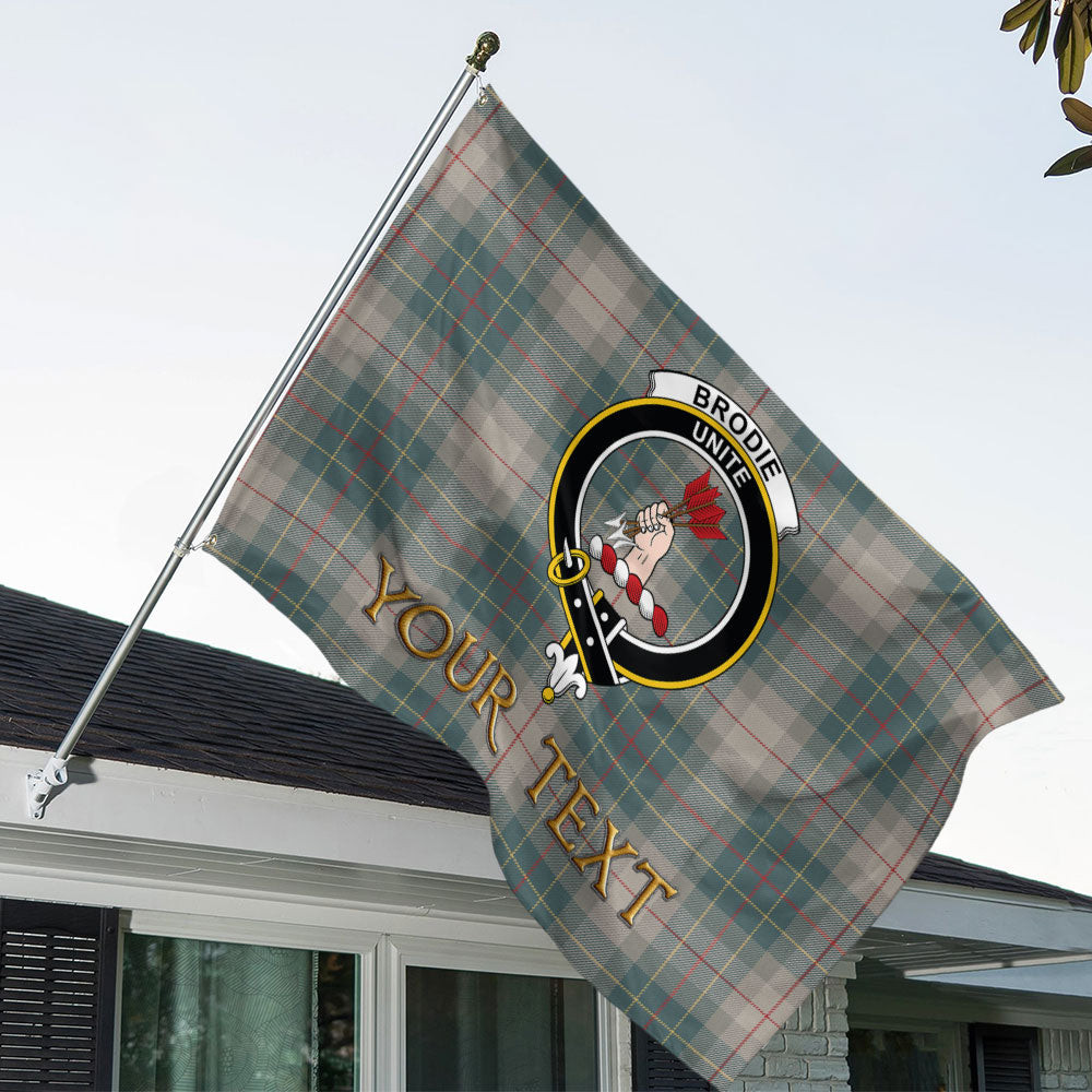 ScotsTee Shop Scottish Brodie Silver (Brodie Muted) Weathered Clan Crest Tartan Flag - Double-Sided