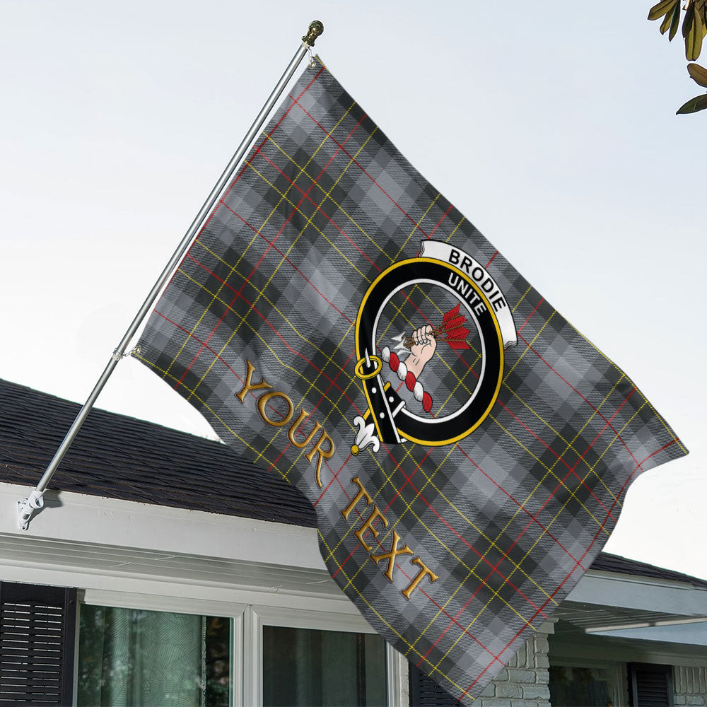 ScotsTee Shop Scottish Brodie Silver (Brodie Muted) Modern Clan Crest Tartan Flag - Double-Sided