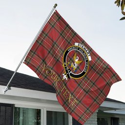 ScotsTee Shop Scottish Stewart Royal (Royal Stewart) Weathered Clan Crest Tartan Flag - Double-Sided