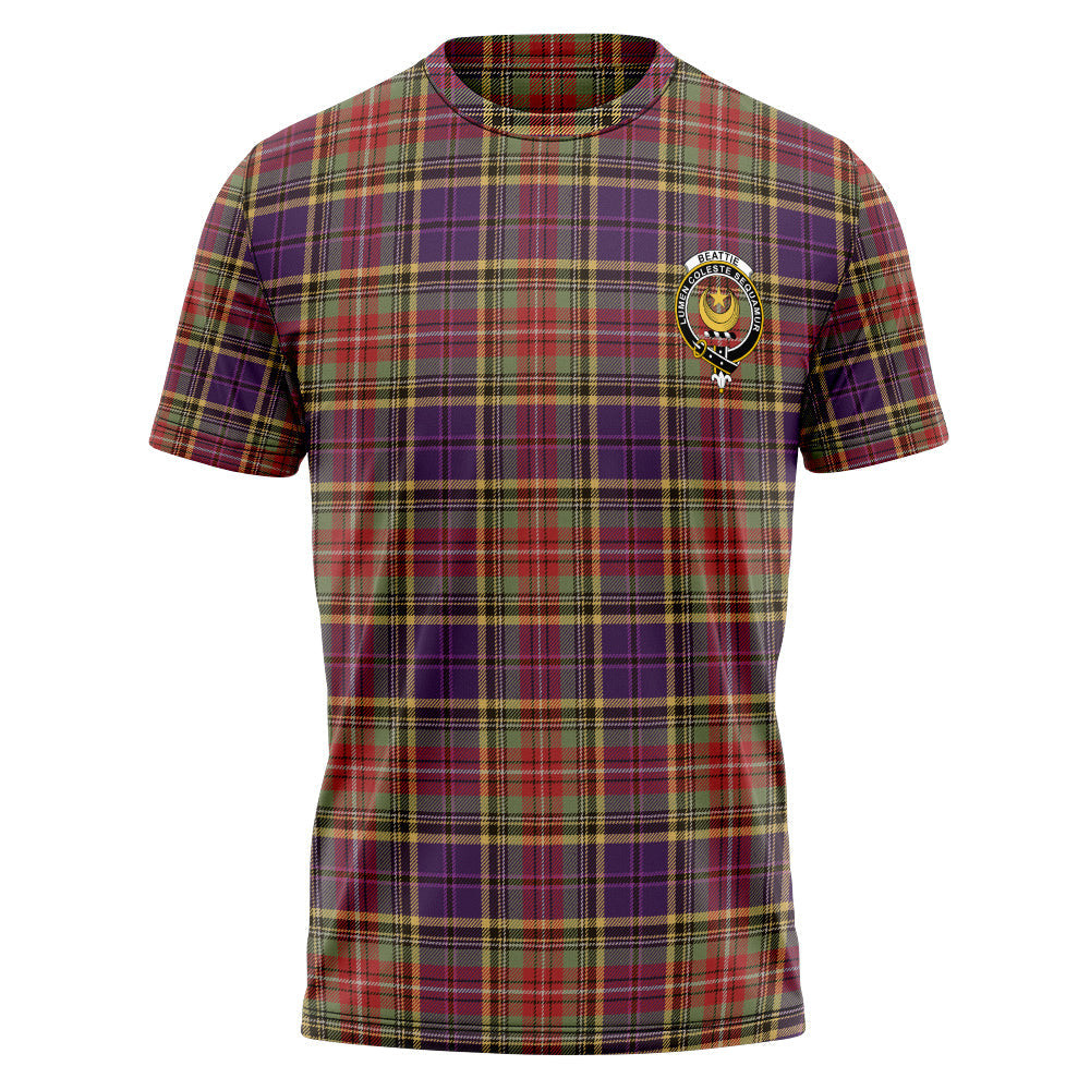 ScotsTee Shop Scottish Beattie Weathered Clan Crest Personalized Tartan T-Shirt