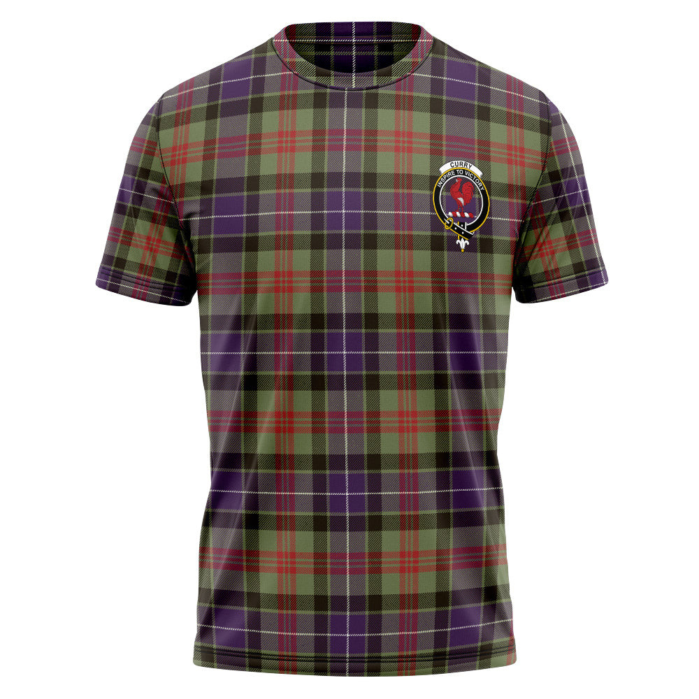 ScotsTee Shop Scottish Curry (Currie) Weathered Clan Crest Personalized Tartan T-Shirt
