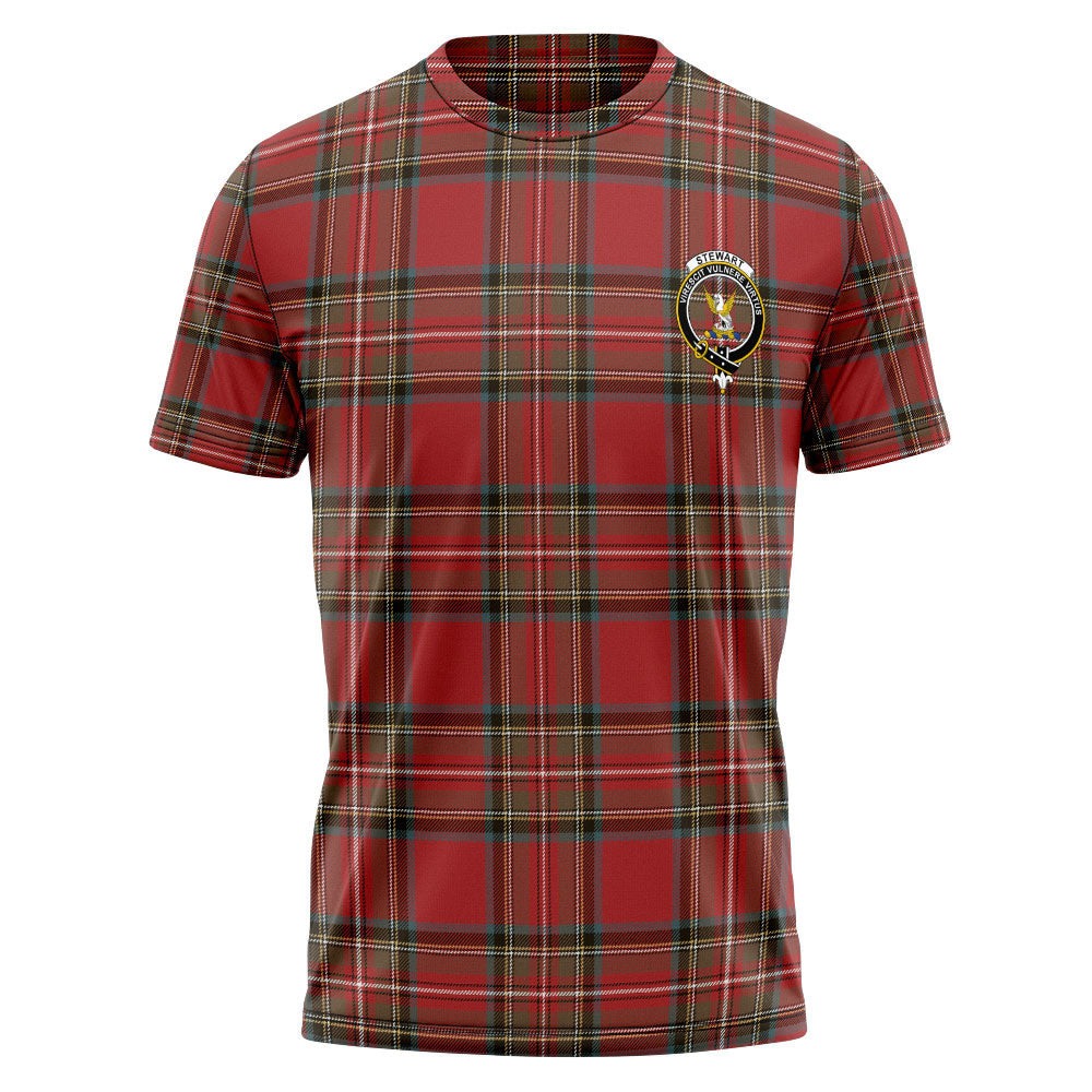 ScotsTee Shop Scottish Stewart Royal (Royal Stewart) Weathered Clan Crest Personalized Tartan T-Shirt