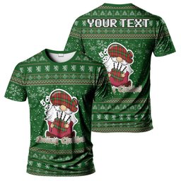 ScotsTee Shop Scottish Boyd Clan Personalized Christmas Tartan T-Shirt Funny Gnome Playing Bagpipes Style