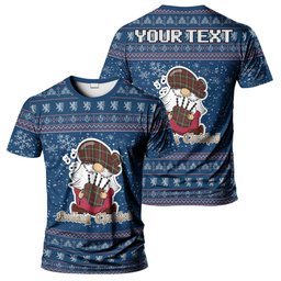 ScotsTee Shop Scottish McGuire Clan Personalized Christmas Tartan T-Shirt Funny Gnome Playing Bagpipes Style