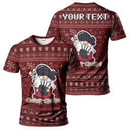 ScotsTee Shop Scottish Wilson Clan Personalized Christmas Tartan T-Shirt Funny Gnome Playing Bagpipes Style