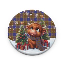 ScotsTee Shop Scottish Balfour Modern Clan Tartan Ceramic Ornament Cute Highland Cow Christmas