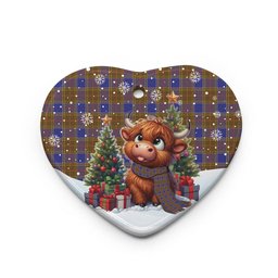 ScotsTee Shop Scottish Balfour Modern Clan Tartan Ceramic Ornament Cute Highland Cow Christmas