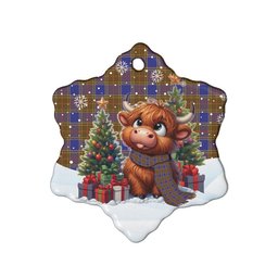 ScotsTee Shop Scottish Balfour Modern Clan Tartan Ceramic Ornament Cute Highland Cow Christmas