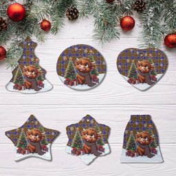 ScotsTee Shop Scottish Balfour Modern Clan Tartan Ceramic Ornament Cute Highland Cow Christmas