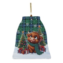 ScotsTee Shop Scottish Armstrong Ancient Clan Tartan Ceramic Ornament Cute Highland Cow Christmas