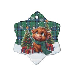 ScotsTee Shop Scottish Armstrong Ancient Clan Tartan Ceramic Ornament Cute Highland Cow Christmas