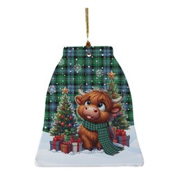 ScotsTee Shop Scottish Arbuthnot Ancient Clan Tartan Ceramic Ornament Cute Highland Cow Christmas