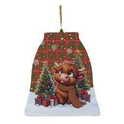 ScotsTee Shop Scottish Bruce Modern Clan Tartan Ceramic Ornament Cute Highland Cow Christmas