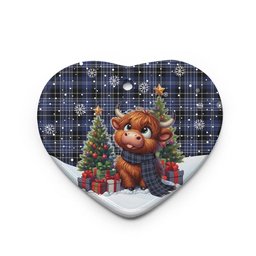 ScotsTee Shop Scottish Clark Modern Clan Tartan Ceramic Ornament Cute Highland Cow Christmas