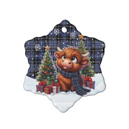 ScotsTee Shop Scottish Clark Modern Clan Tartan Ceramic Ornament Cute Highland Cow Christmas