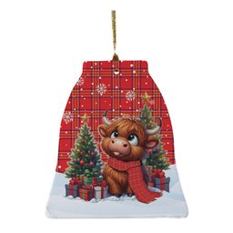ScotsTee Shop Scottish Burnett Modern Clan Tartan Ceramic Ornament Cute Highland Cow Christmas