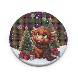 ScotsTee Shop Scottish Carnegie Modern Clan Tartan Ceramic Ornament Cute Highland Cow Christmas