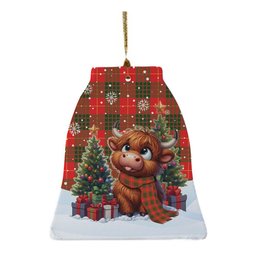 ScotsTee Shop Scottish Cameron Modern Clan Tartan Ceramic Ornament Cute Highland Cow Christmas