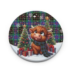 ScotsTee Shop Scottish Brodie Hunting Modern Clan Tartan Ceramic Ornament Cute Highland Cow Christmas