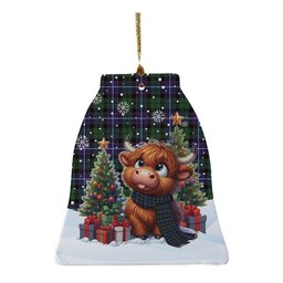 ScotsTee Shop Scottish Galbraith Modern Clan Tartan Ceramic Ornament Cute Highland Cow Christmas