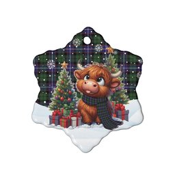 ScotsTee Shop Scottish Galbraith Modern Clan Tartan Ceramic Ornament Cute Highland Cow Christmas