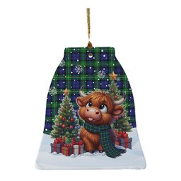 ScotsTee Shop Scottish Gordon Modern Clan Tartan Ceramic Ornament Cute Highland Cow Christmas