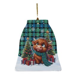 ScotsTee Shop Scottish Gunn Ancient Clan Tartan Ceramic Ornament Cute Highland Cow Christmas