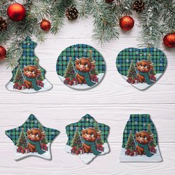 ScotsTee Shop Scottish Gunn Ancient Clan Tartan Ceramic Ornament Cute Highland Cow Christmas
