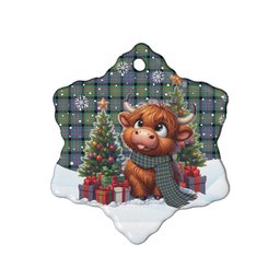 ScotsTee Shop Scottish MacDonnell of Glengarry Ancient Clan Tartan Ceramic Ornament Cute Highland Cow Christmas