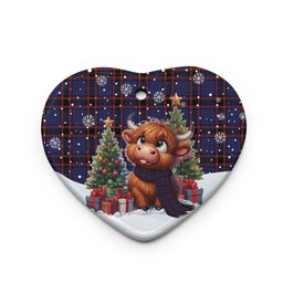 ScotsTee Shop Scottish Home Modern Clan Tartan Ceramic Ornament Cute Highland Cow Christmas